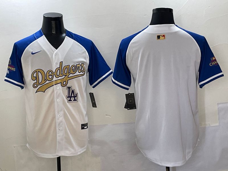 Men Los Angeles Dodgers Blank White Blue Gold Game Nike 2025 MLB Jersey style 4297